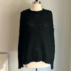 Universal Thread Black Chunky Boucle Knit Scalloped Edge Pullover Sweater, Large